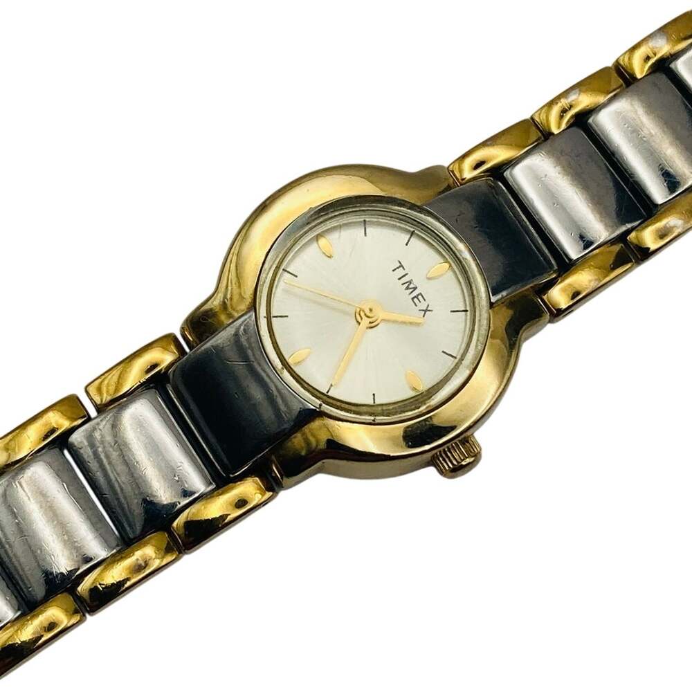 Timex Two Tone Women's Dress Watch 22mm - New Battery - Wrist 5.5-5.75"